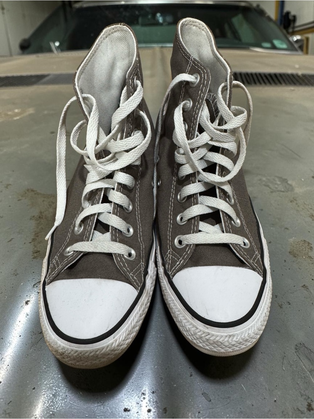 Converse Chuck Taylor High-Top Canvas Sneakers in Grey with White Accents - Picture 1 of 9